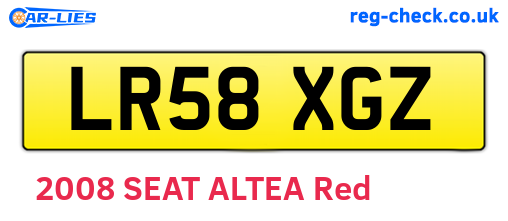 LR58XGZ are the vehicle registration plates.