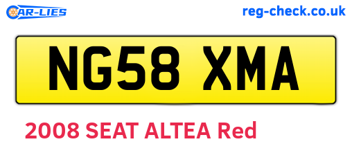 NG58XMA are the vehicle registration plates.