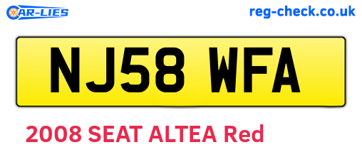 NJ58WFA are the vehicle registration plates.