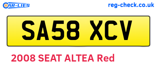 SA58XCV are the vehicle registration plates.