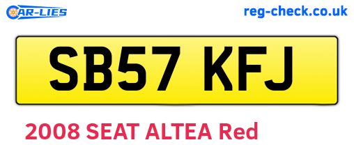 SB57KFJ are the vehicle registration plates.
