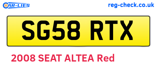 SG58RTX are the vehicle registration plates.
