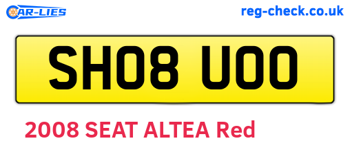 SH08UOO are the vehicle registration plates.