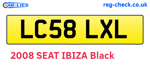 LC58LXL are the vehicle registration plates.