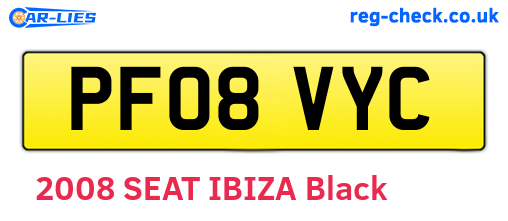 PF08VYC are the vehicle registration plates.