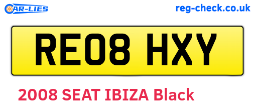 RE08HXY are the vehicle registration plates.