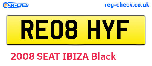 RE08HYF are the vehicle registration plates.
