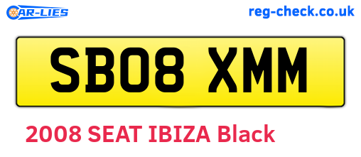 SB08XMM are the vehicle registration plates.