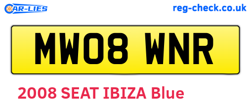 MW08WNR are the vehicle registration plates.