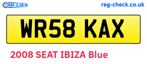WR58KAX are the vehicle registration plates.