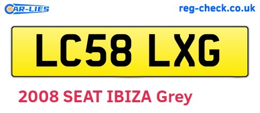 LC58LXG are the vehicle registration plates.