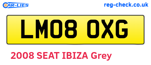 LM08OXG are the vehicle registration plates.