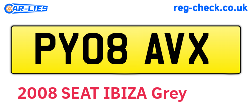 PY08AVX are the vehicle registration plates.