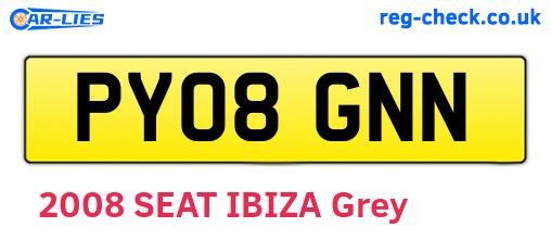 PY08GNN are the vehicle registration plates.