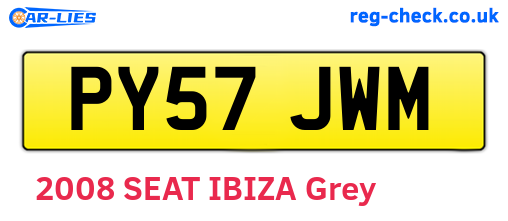 PY57JWM are the vehicle registration plates.