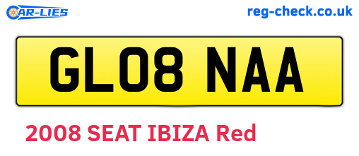 GL08NAA are the vehicle registration plates.