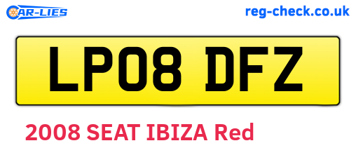 LP08DFZ are the vehicle registration plates.