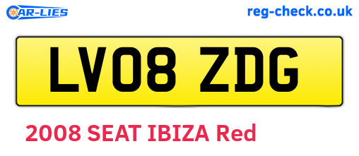 LV08ZDG are the vehicle registration plates.