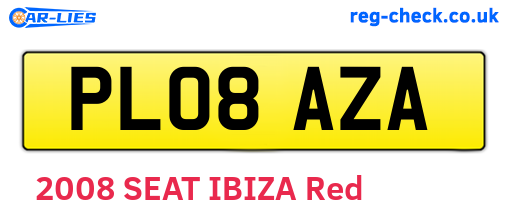 PL08AZA are the vehicle registration plates.