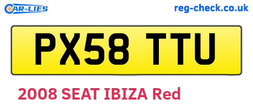 PX58TTU are the vehicle registration plates.