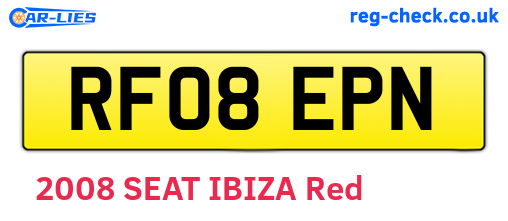 RF08EPN are the vehicle registration plates.
