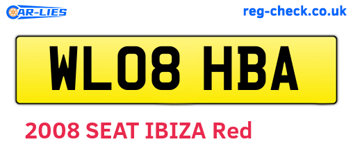 WL08HBA are the vehicle registration plates.