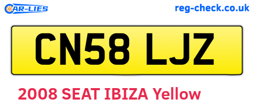 CN58LJZ are the vehicle registration plates.