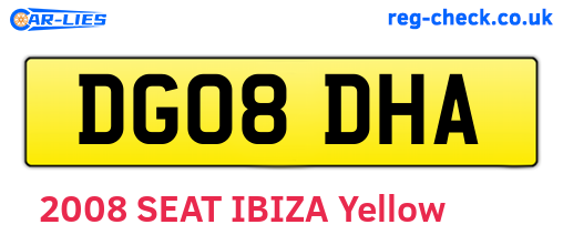DG08DHA are the vehicle registration plates.