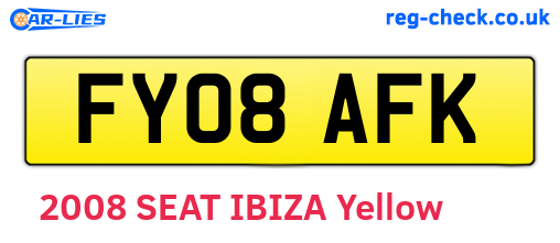FY08AFK are the vehicle registration plates.