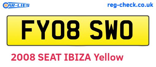 FY08SWO are the vehicle registration plates.