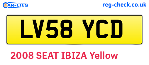 LV58YCD are the vehicle registration plates.