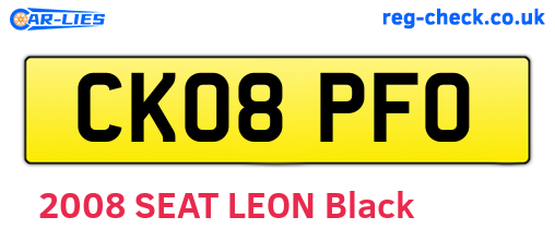 CK08PFO are the vehicle registration plates.