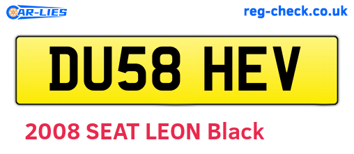 DU58HEV are the vehicle registration plates.