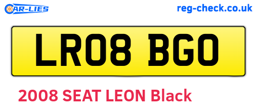 LR08BGO are the vehicle registration plates.
