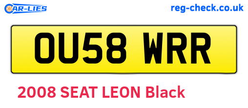 OU58WRR are the vehicle registration plates.