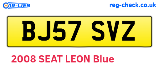 BJ57SVZ are the vehicle registration plates.