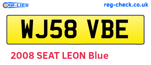 WJ58VBE are the vehicle registration plates.