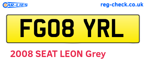 FG08YRL are the vehicle registration plates.