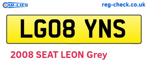 LG08YNS are the vehicle registration plates.