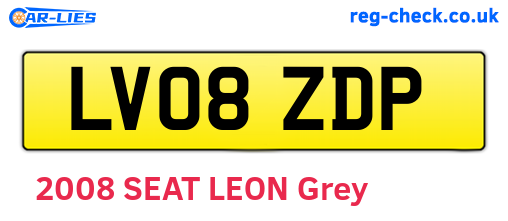 LV08ZDP are the vehicle registration plates.