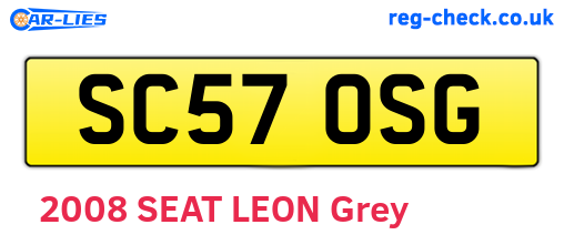 SC57OSG are the vehicle registration plates.