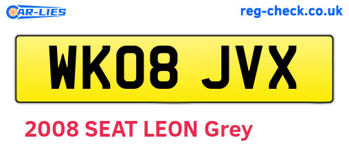 WK08JVX are the vehicle registration plates.