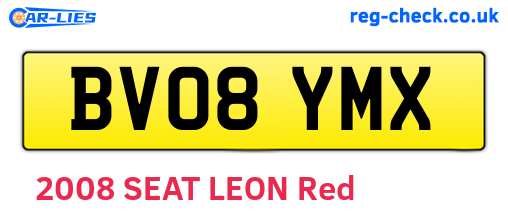 BV08YMX are the vehicle registration plates.