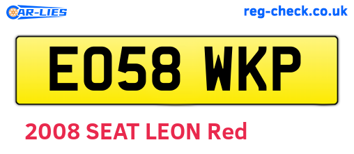 EO58WKP are the vehicle registration plates.