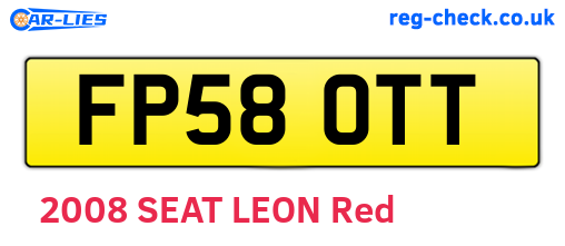 FP58OTT are the vehicle registration plates.