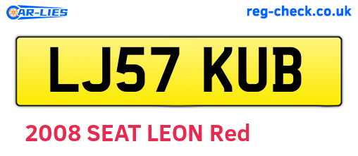 LJ57KUB are the vehicle registration plates.