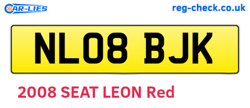 NL08BJK are the vehicle registration plates.