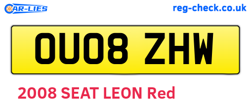 OU08ZHW are the vehicle registration plates.