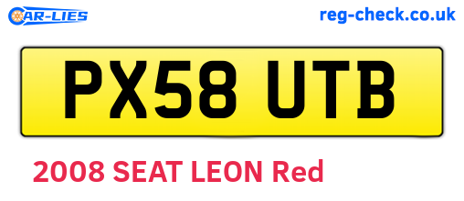 PX58UTB are the vehicle registration plates.