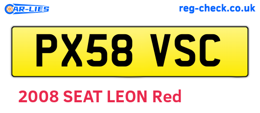 PX58VSC are the vehicle registration plates.